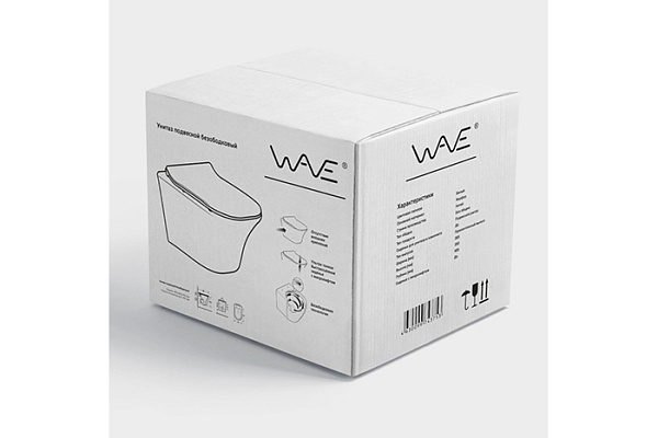 Унитаз подвесной безободковый WAVE CITY сид. дюропласт, м/л, быстр, БЕЛЫЙ глянец (L)