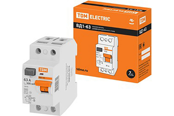 УЗО TDM ВД1-63 2Р 63А 300мА (0203-0018)