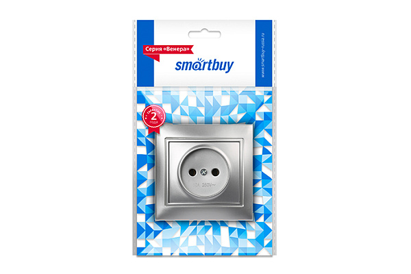 Розетка SMARTBUY Венера 1-местная б/з 10А, серебро (SBE-01s-10-S1-N-c) (324)