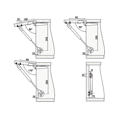 Лифт газовый StahlBuro N80 матовый хром (100) (679)