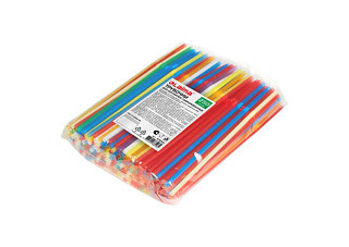 Трубочки для коктейлей гофрированные, пластиковые 5х210 мм, черные КОМПЛЕКТ 250 штук, ЛАЙМА (608358)