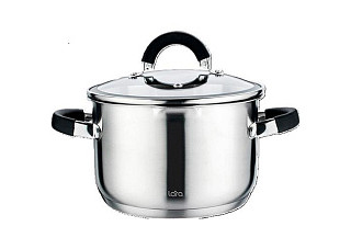 Кастрюля нержавеющая сталь LARA 24x14,5см 6.5л, индукционное дно, все типы плит, силикон (LR02-9003)