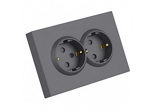Розетка Feron 2-м. с защит. шт. с/з 250В 16А Эмили RST16-5114-10 платиново-серый 49960
