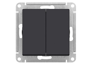 Выключатель двухклавишный ATLASDESIGN схема 5 10АХ механизм карбон (ATN001051) (448)