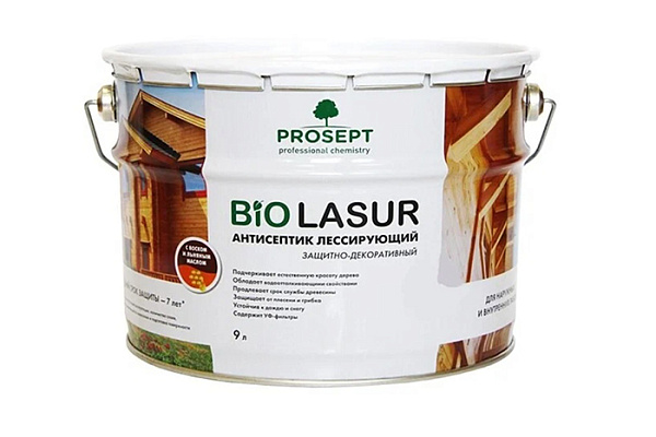 Антисептик лессирующий ПРОСЕПТ BIO LASUR защитно-декоративный белый люкс 9л 032-9 (1/66)