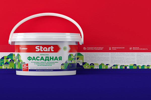 Краска ВД СТАРТ для фасадов белоснежная ( 3,0кг)