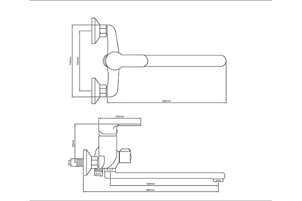 Смеситель для ванны Oasis L2003М_Gus (Латунь, Длина излива-35см)