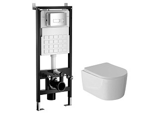 Комплект WAVE Система инсталляции МЕХАНИКА+унитаз "SOLO"+прямоугольная кнопка V3 хром