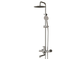 Душевая система MLSS32-06 "Stainless" (смеситель 35К с изл+лейка 3поз.+душ.шланг+тропич.душ.) нерж.