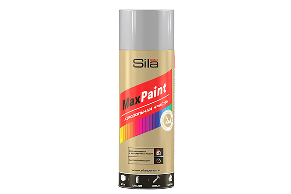 Эмаль аэрозольная универс. Sila HOME Max Paint СЕРЫЙ RAL7040 (520мл) +++++