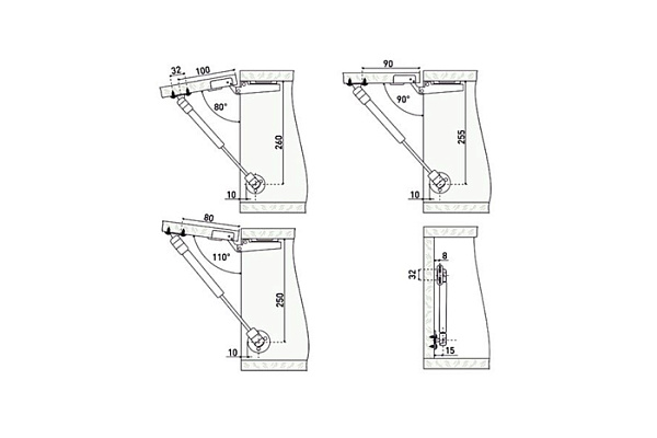 Лифт газовый StahlBuro N100 матовый черный (100)