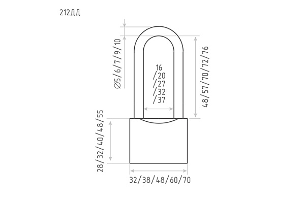 Замок навесной Нора-М ЗН-212дд-60мм 3кл. длинная дужка 6/48 (550)