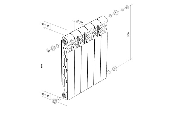 Радиатор Royal Thermo Revolution алюминий, белый (170вт, 500х80х8секц., 1,30кг)