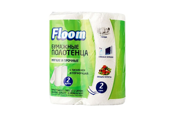 Полотенца бумажные FLOOM 2-х слойные 2 рулона