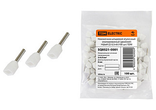 Наконечник штыревой изолированный (двойной) НШвИ (2) 0,5×8 оранжевый (100 шт) TDM (0521-0001)