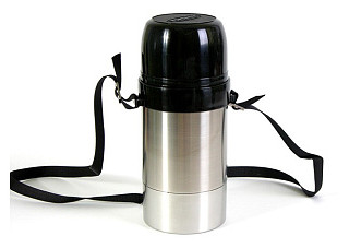 Термос нержавеющая сталь ДОРОЖНЫЙ г.Аша широкое горло, двойная колба, на ремне, тип ДС, 1,0л (1с657)