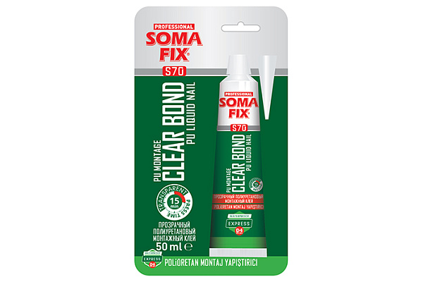 Клей SOMA FIX (монтажный, водостойкий, прозрачный) 50мл Турция S70