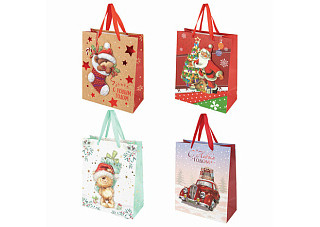 Пакет подарочный (1штука) новогодний 26x32x13см, "3D Large", ассорти, ЗОЛОТАЯ СКАЗКА, 592119
