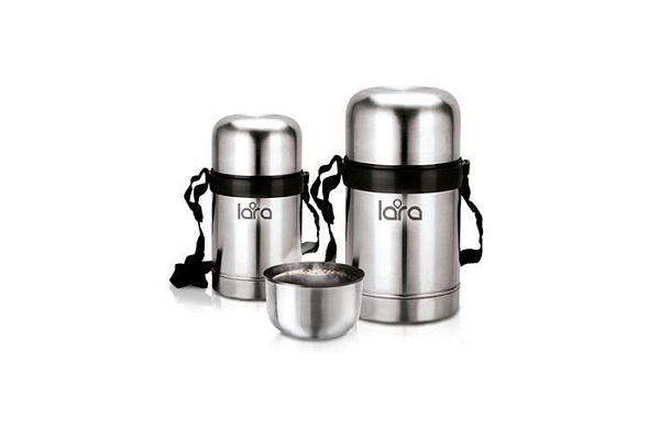 Термос нерж. LARA широкое горло, клапан, ремешок, двойные стенки 750мл (LR04-51)