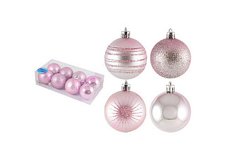 Елочное украшение ШАРЫ Розовые 6см 8шт с рисунком SYCB17-535 003376 (80/1)