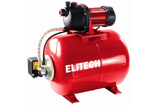 Насосная станция ELITECH САВ  800-24П (Пластик,800Вт,Расход-55л/мин,Н=38м, 4бар,Глуб-8м,Емкость-24л)