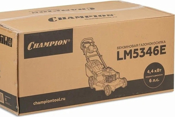 Газонокосилка CHAMPION LM5346E (4,4кВт привод 525мм70л25-75мм 1рычаг/7, 37,2кг 4в1, эл. запуск)