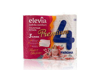 Туалетная бумага ELEVIA flower perfume 3-х слойная рулона (264) 379