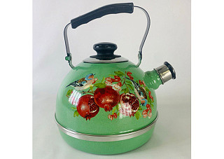 Чайник эмалированный Рубин ЦВЕТУЩИЙ ГРАНАТ селадон, подвиж.ручка г.Ростов 3,5л ТМ04/35/10/37 (646)
