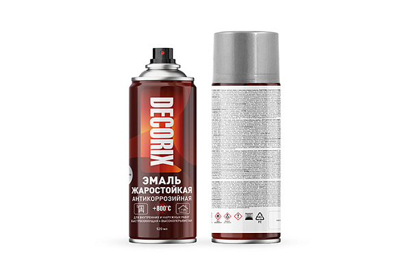 Эмаль аэрозольная DECORIX жаростойкая +800 0157-01 DX чёрный 520мл