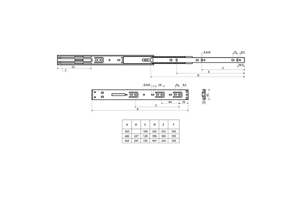 Направляющие шариковые StahlBuro (2шт) 45-350/14"/черный (20) (816)