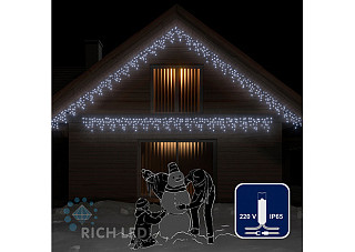Светодиодная бахрома Rich LED 3х0.5м,IP65,белая,прозрачный провод RL-i3*0,5-CT/W (516)