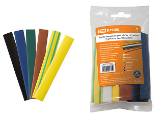 Термоусаживаемая трубка TDM ТУТнг 10/5 набор (7 цветов по 3 шт. 100мм) (0518-0505)