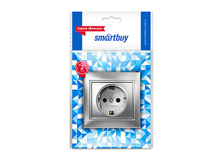 Розетка SMARTBUY Венера 1-местная с/з 16А, серебро (SBE-01s-16-S1-Z-c) (348)