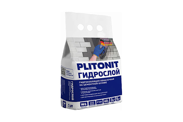 Гидроизоляция PLITONIT ГидроСлой тонкослойная жесткая 5кг Н005719 (1/3)