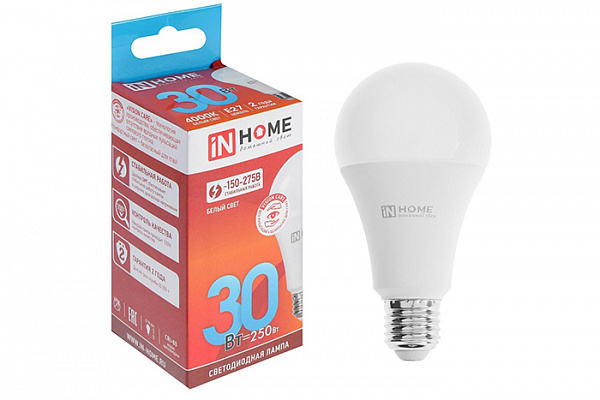 Лампа светодиодная IN HOME LED-A70-VC 30Вт 230В Е27 4000К 2700Лм (141)