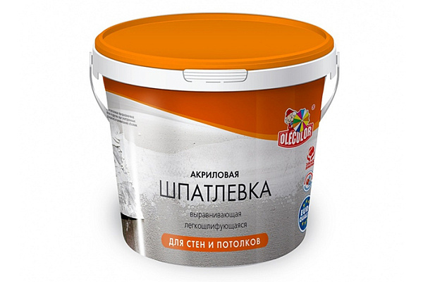 Шпатлевка OLECOLOR акриловая для стен и потолков 1,8кг (1/8)