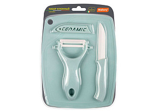 Набор кухонный CERAMIC (3 предмета): нож, овощечистка, разделочная доска (008661)