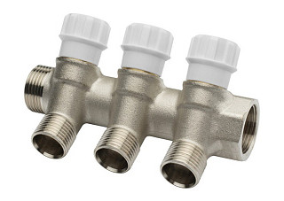 Коллектор резьбовой с вентилями AQUALINK ДУ 3/4x3/4x1/2x3 (04477) (20/2)