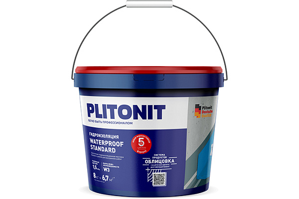 Эластичная гидроизоляционная мастика PLITONIT WaterProof Standard (8кг) (Н009296)