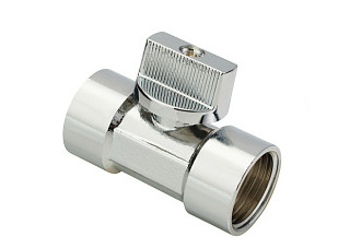 Кран шаровой мини хромированный ДУ15 (1/2) AQUALINK Cr Г/Г ручка-флажок (1320) (200/20)***