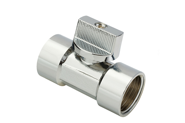 Кран шаровой мини хромированный ДУ15 (1/2) AQUALINK Cr Г/Г ручка-флажок (1320) (200/20)***