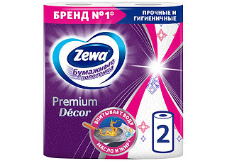 Полотенца бумажные ZEWA 2-х слойные 2 рулона decor (1/10)