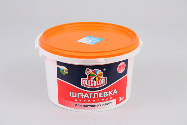 Шпатлевка OLECOLOR акриловая для наружных работ 3кг (1/6)