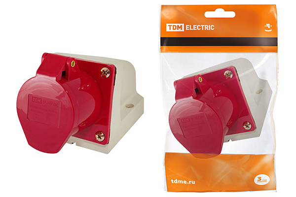 Розетка TDM 125 стационарная 3Р+РЕ+N 32А 380В IP44 (0602-0006)