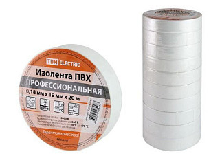 Изолента TDM ПВХ профессиональная 0,18х19мм Белая 20м (0526-0061)