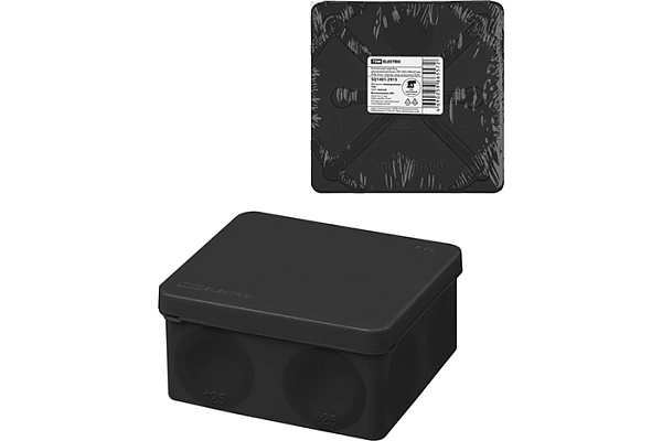 Коробка распаячная TDM ОП д/пистолета 100х100х50мм, IP66, 8 вх., черная, инд. штрихкод (1401-2913)