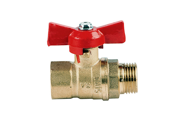 Кран шаровой латунный ДУ20 (3/4) Ш/Г бабочка КНР (11Б27п1)