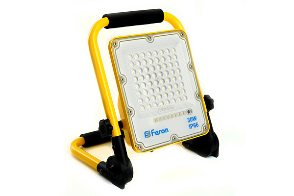 Прожектор FERON LL-950 светодиодный переносной аккум. 30Вт, 5Ah, 18650 6400К, IP66 48675 (6048)48675