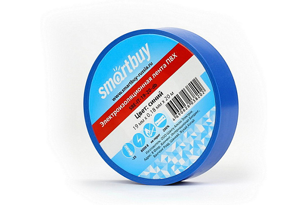 Изолента Smartbuy, 0.18х19мм, 20 метров, синяя (SBE-IT-19-20-db)