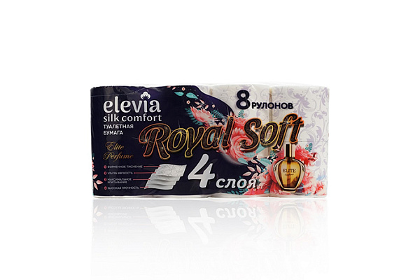 Туалетная бумага ELEVIA 4-х слойная 8 рулонов flower perfume